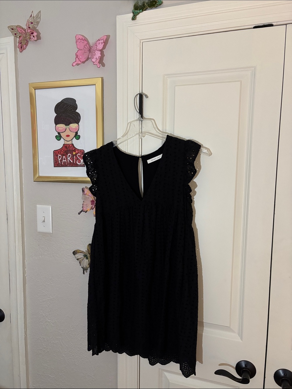 Mustard Seed Black Eyelet Mini Dress with shorts